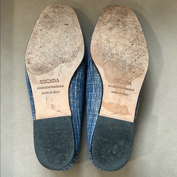 Escada Blue Loafers with Silver Buckle - Picture 6 of 7